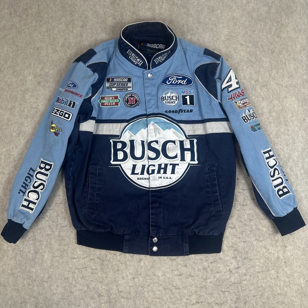 Vintage Kevin Harvick Busch Beer Jacket Size Medium NASCAR‎ Racing Jeff Hamilton